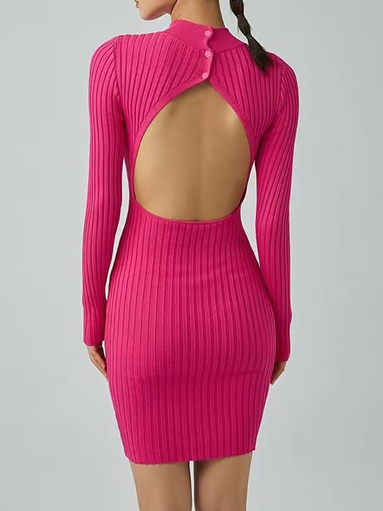 Slim Backless Knitted Dress