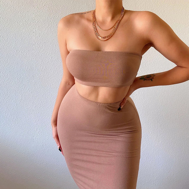 2 Piece Bodycon Tube Skirt Set