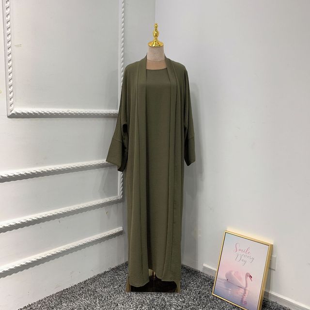 2-3 Piece Plain Abaya Dress Set