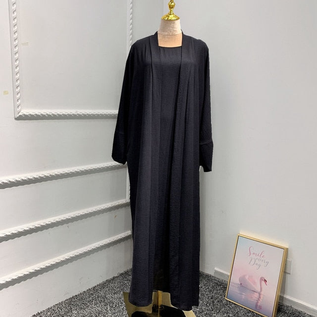 2-3 Piece Plain Abaya Dress Set