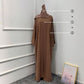 2-3 Piece Plain Abaya Dress Set