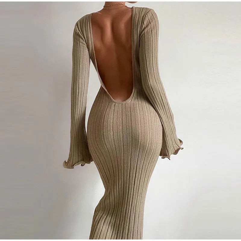 Backless Knitted Long Summer Dress