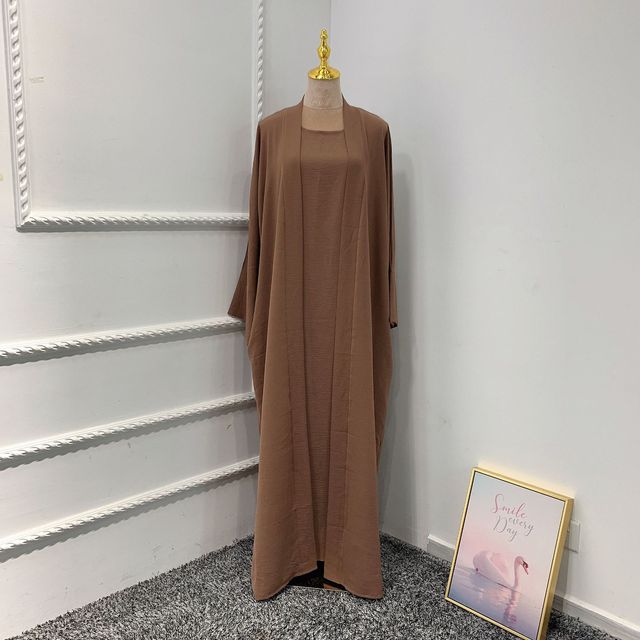 2-3 Piece Plain Abaya Dress Set