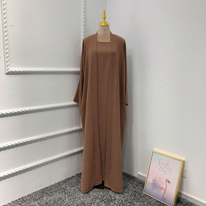 2-3 Piece Plain Abaya Dress Set