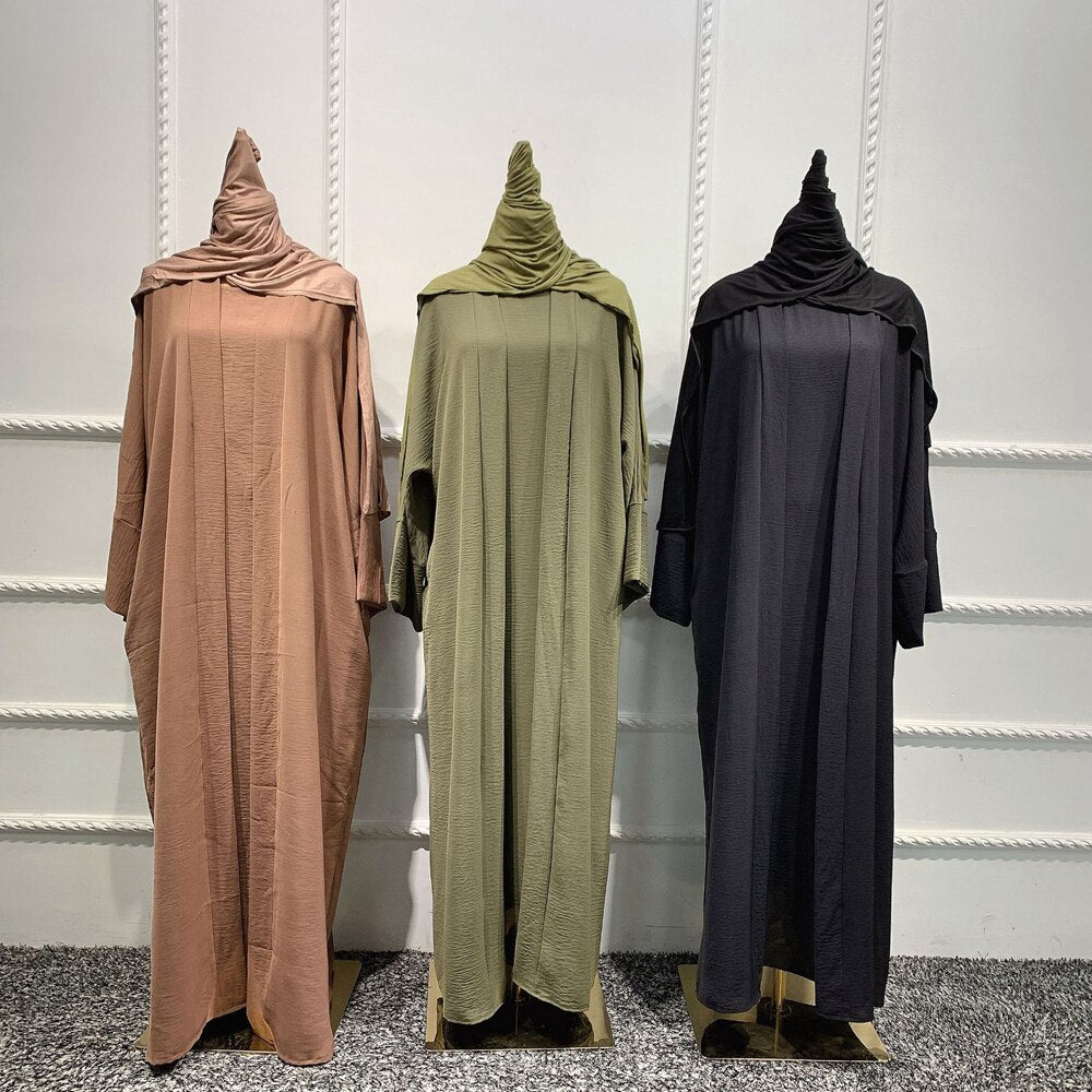 2-3 Piece Plain Abaya Dress Set