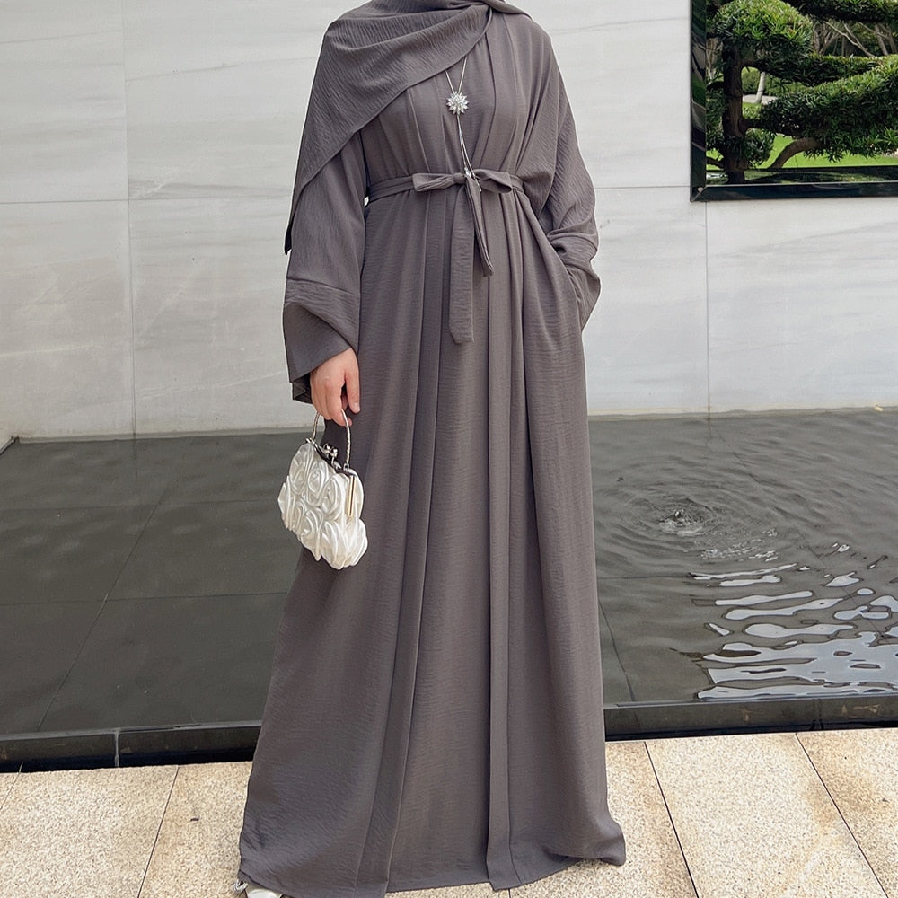 2-3 Piece Plain Abaya Dress Set